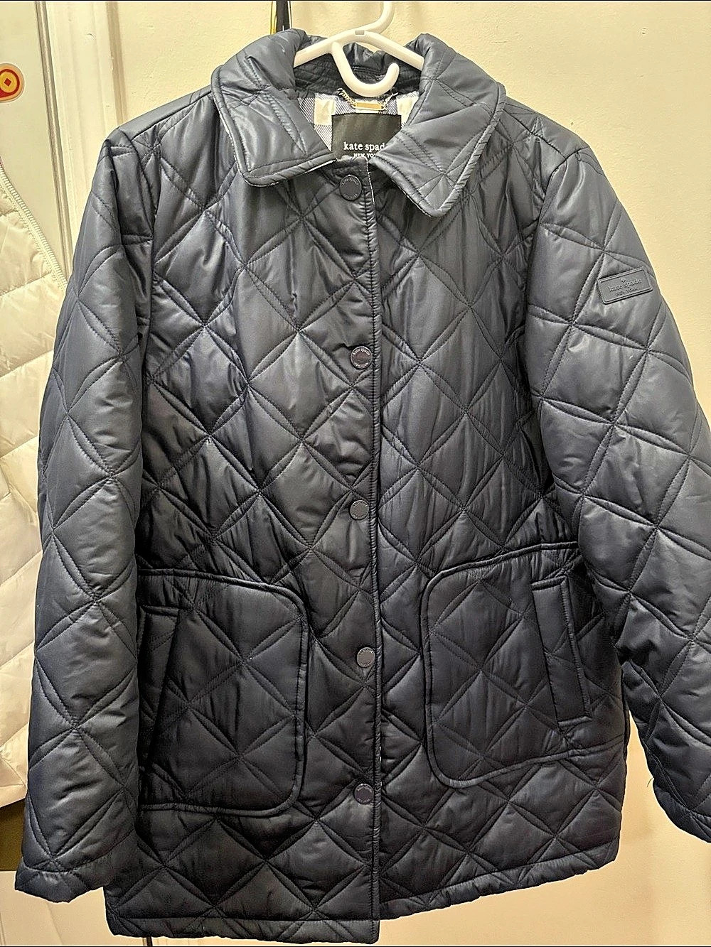 kate spade new york gingham quilted coat Black & White Medium